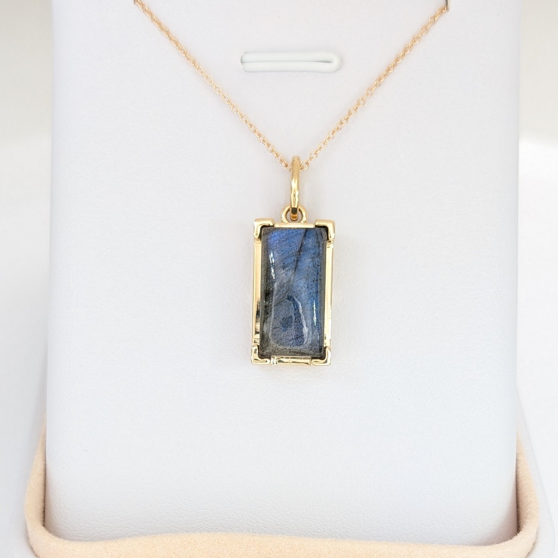labradorite necklace in yellow gold