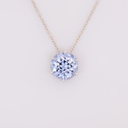 light blue lab sapphire round necklace