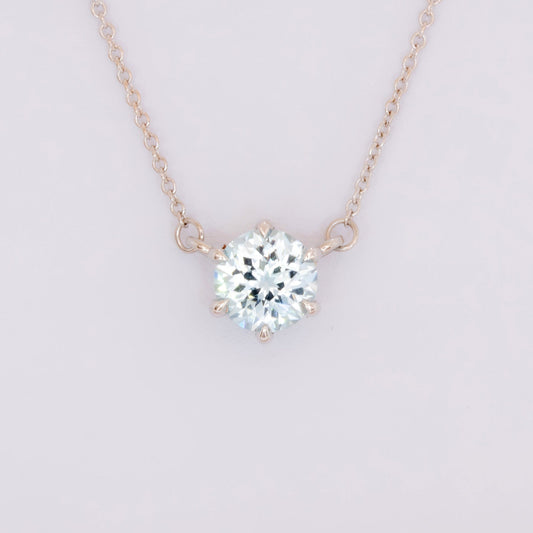 light blue sapphire round cygni necklace in white gold