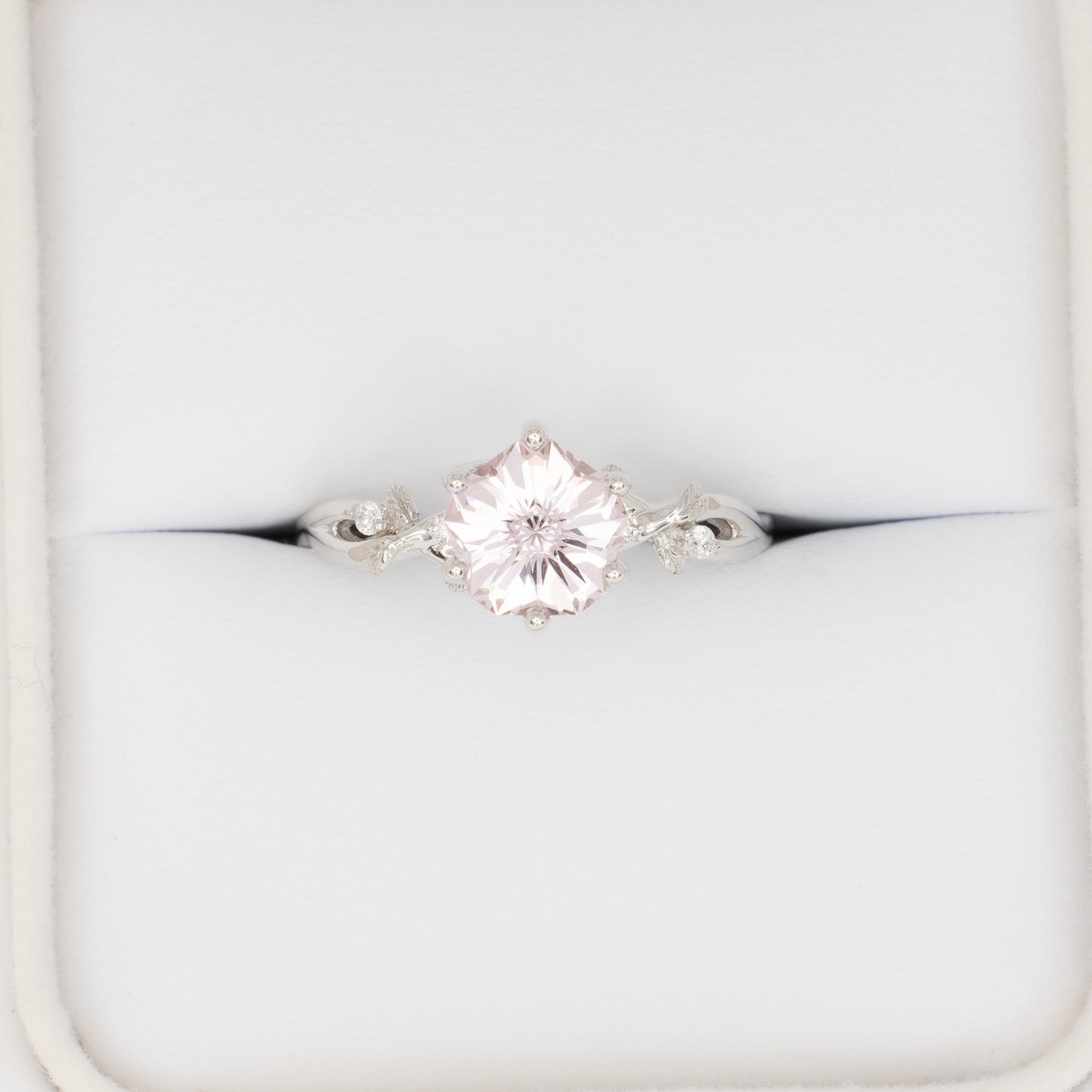 lillian nature inspired engagement ring with peach lab sapphire hanami