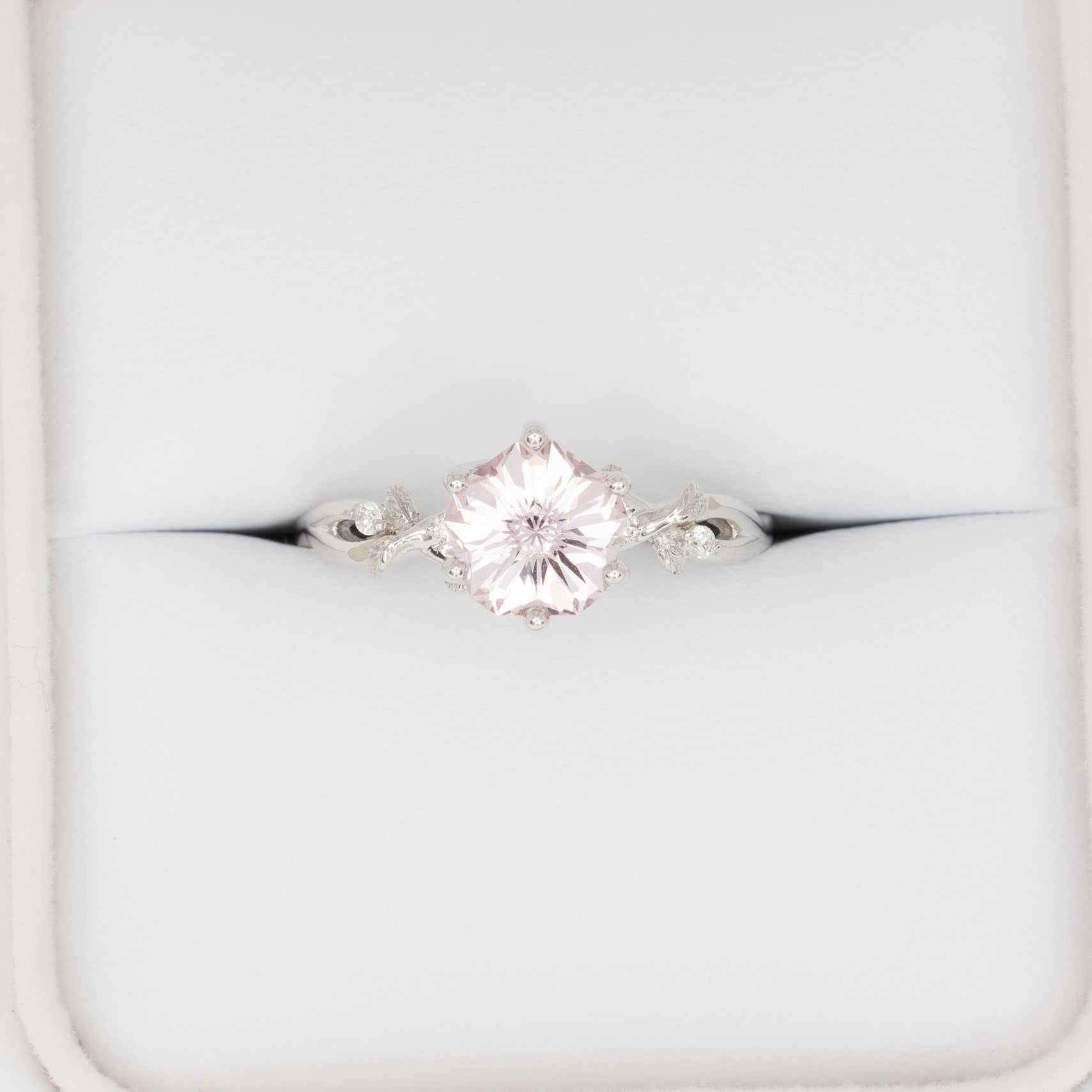 lillian nature inspired engagement ring with peach lab sapphire hanami
