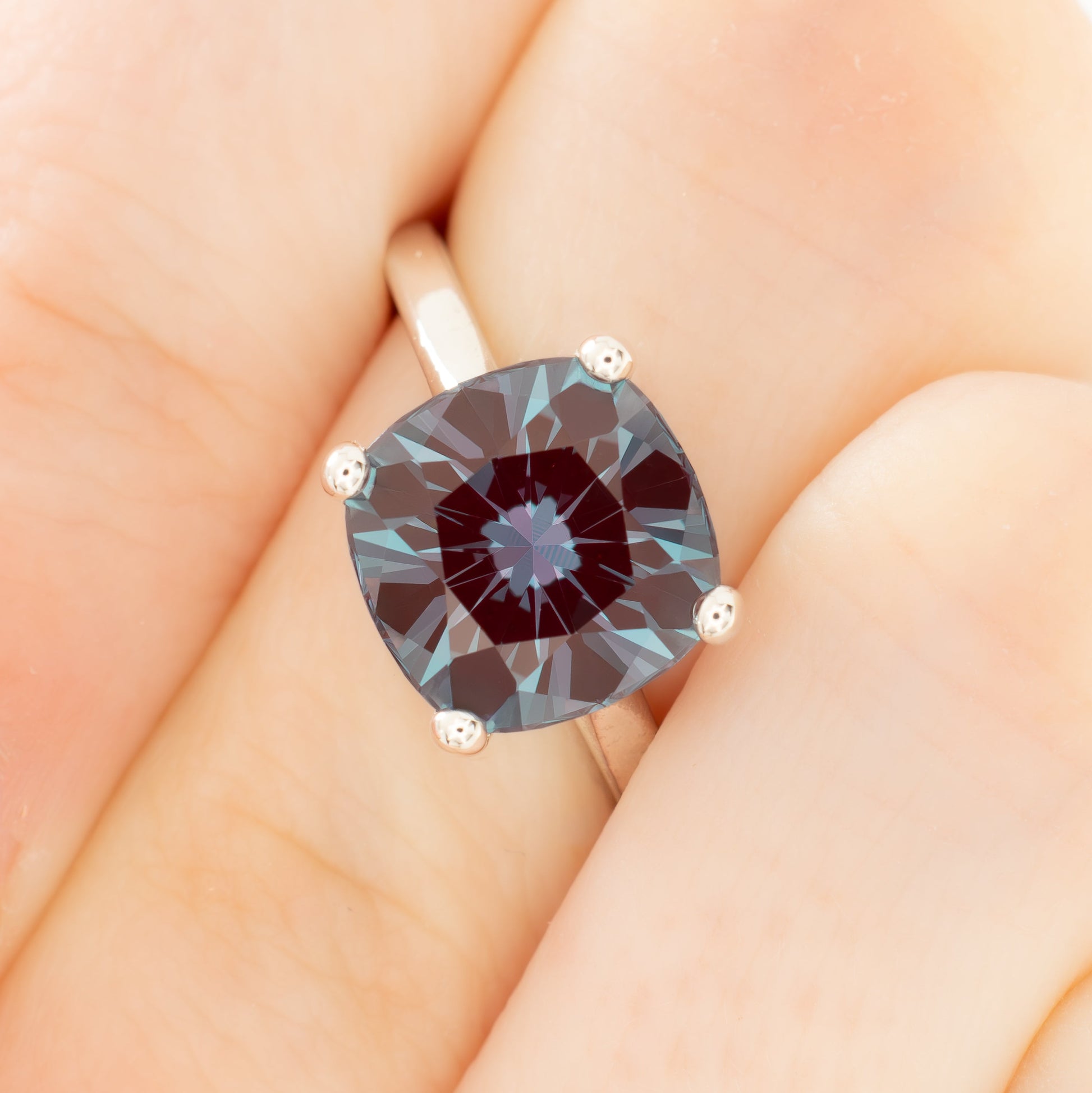 liv solitaire with cushion lab alexandrite