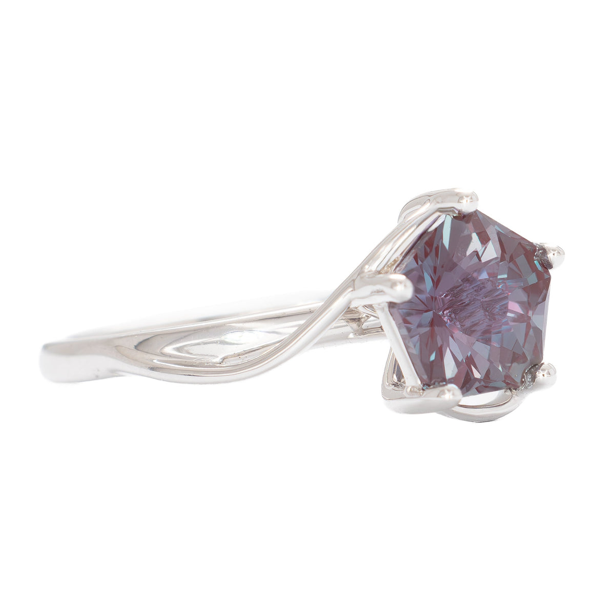 liyana bypass solitaire in white gold with hanami flower lab alexandrite