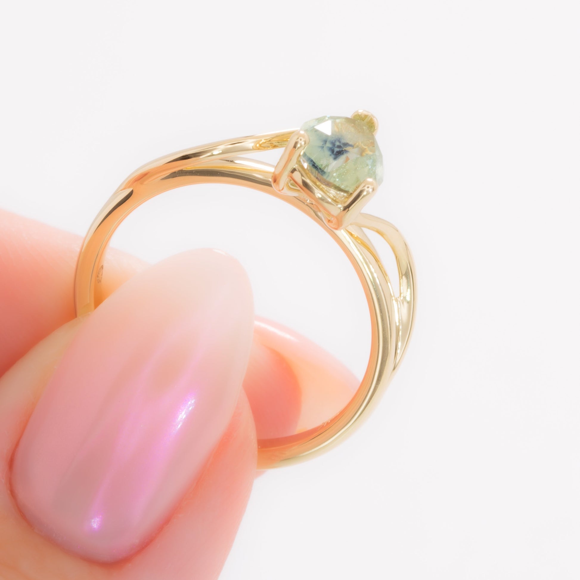 liyana solitaire bypass engagement ring with pear montana sapphire