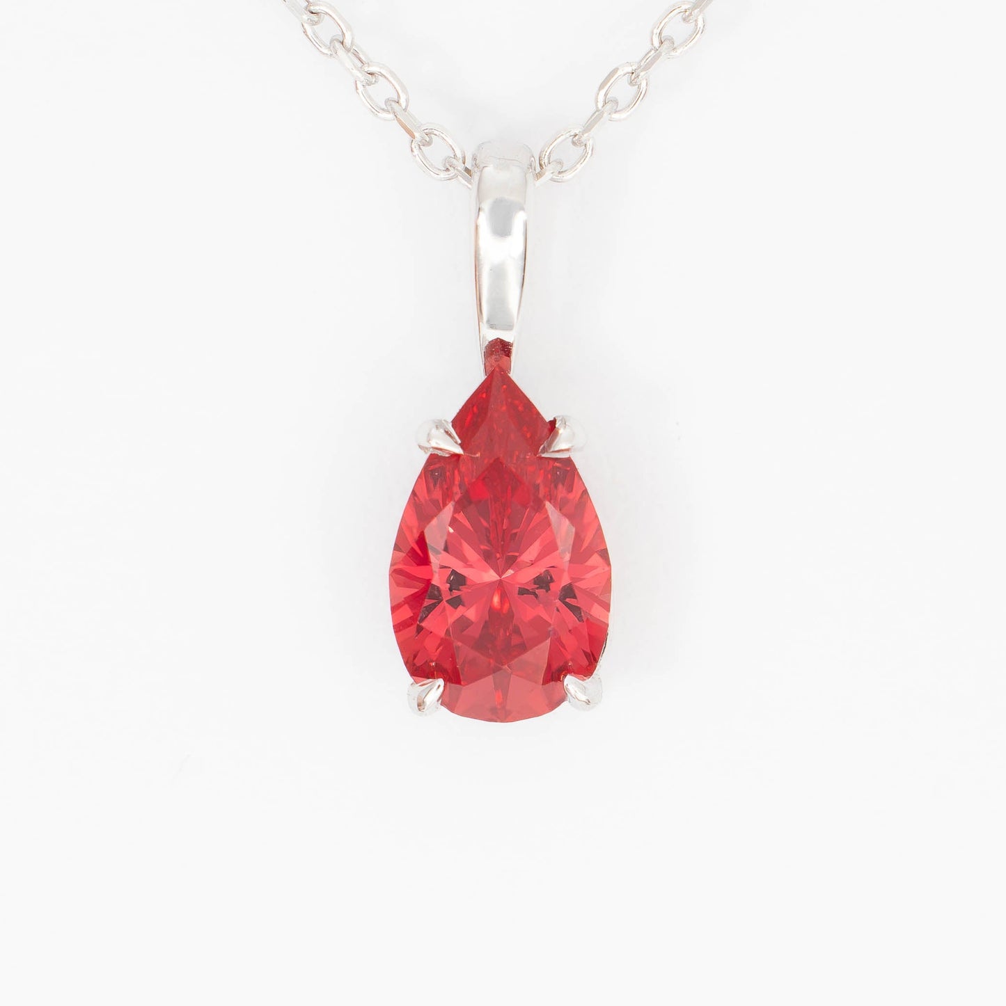 marley necklace in white gold with lab ruby pear
