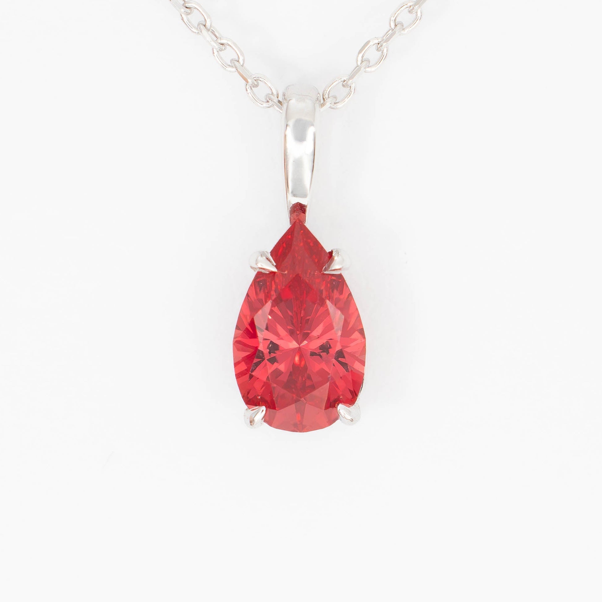 marley necklace in white gold with lab ruby pear