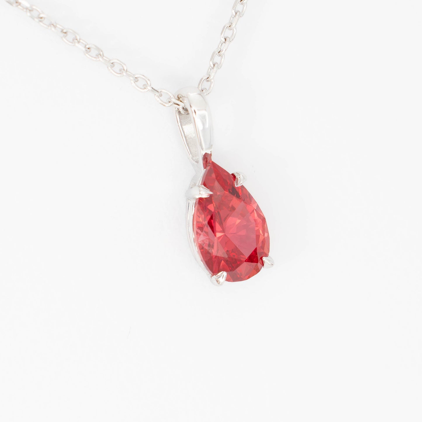 marley necklace in white gold with lab ruby pear