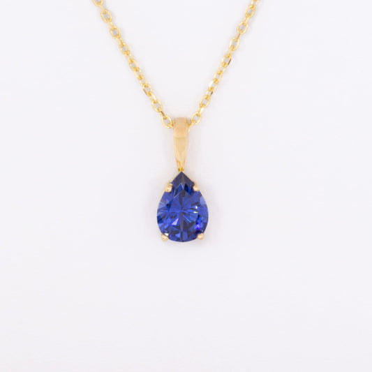 marley necklace with pear cut royal blue lab sapphire