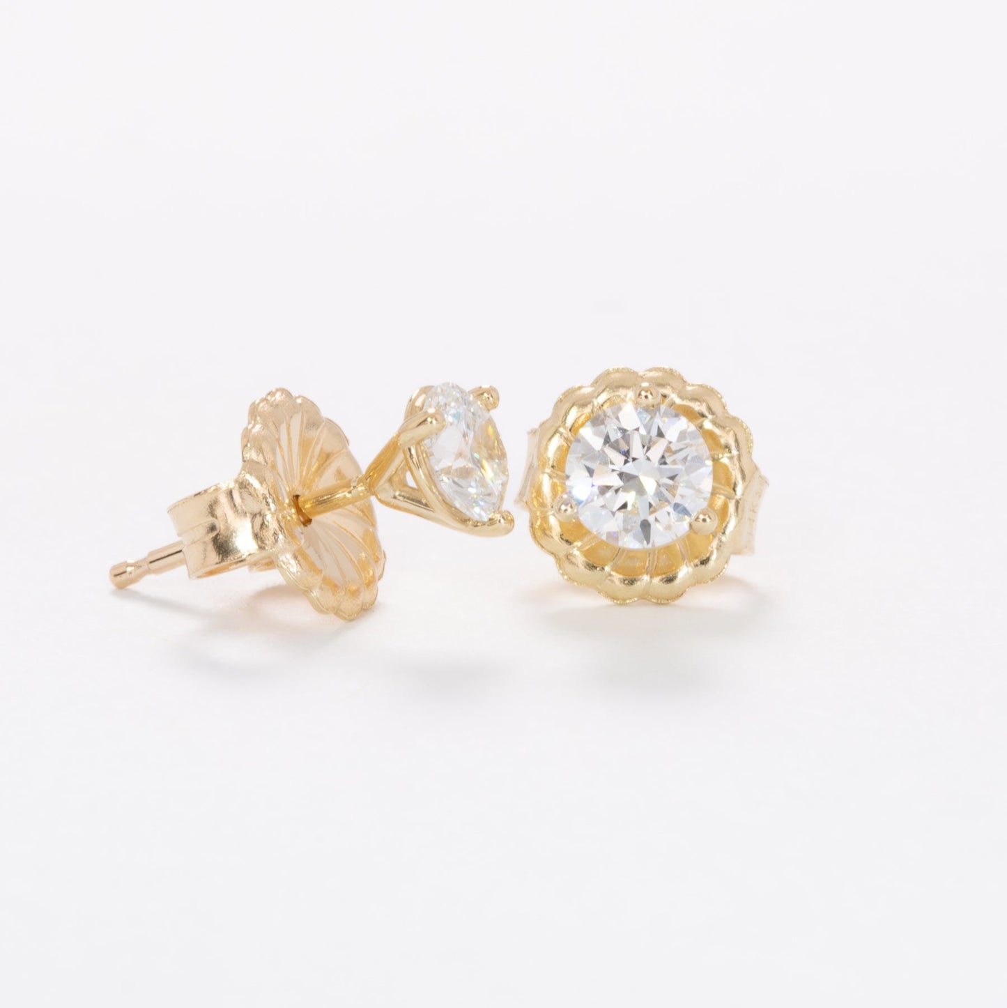 yellow gold lab diamond earrings