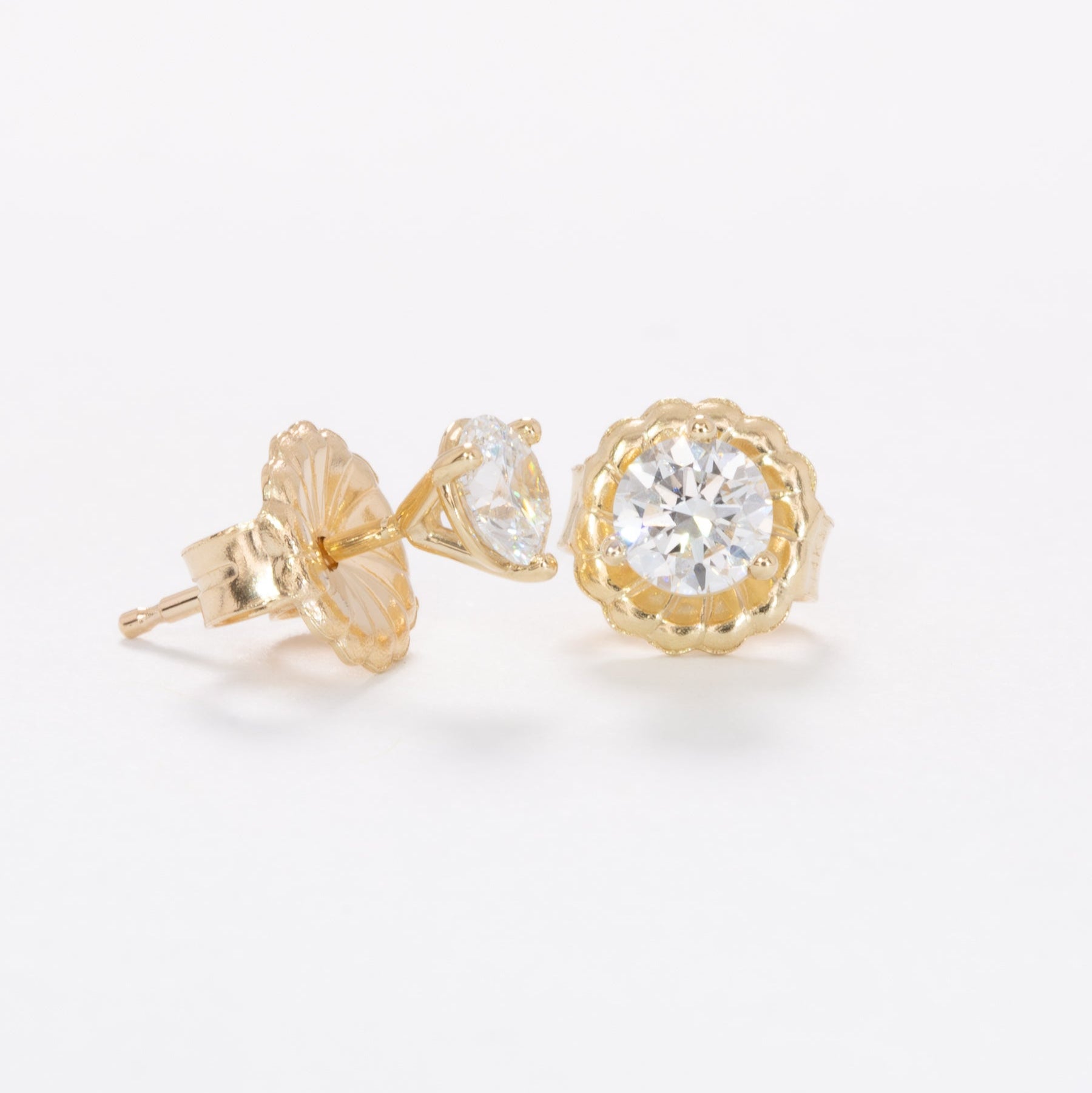 yellow gold lab diamond earrings