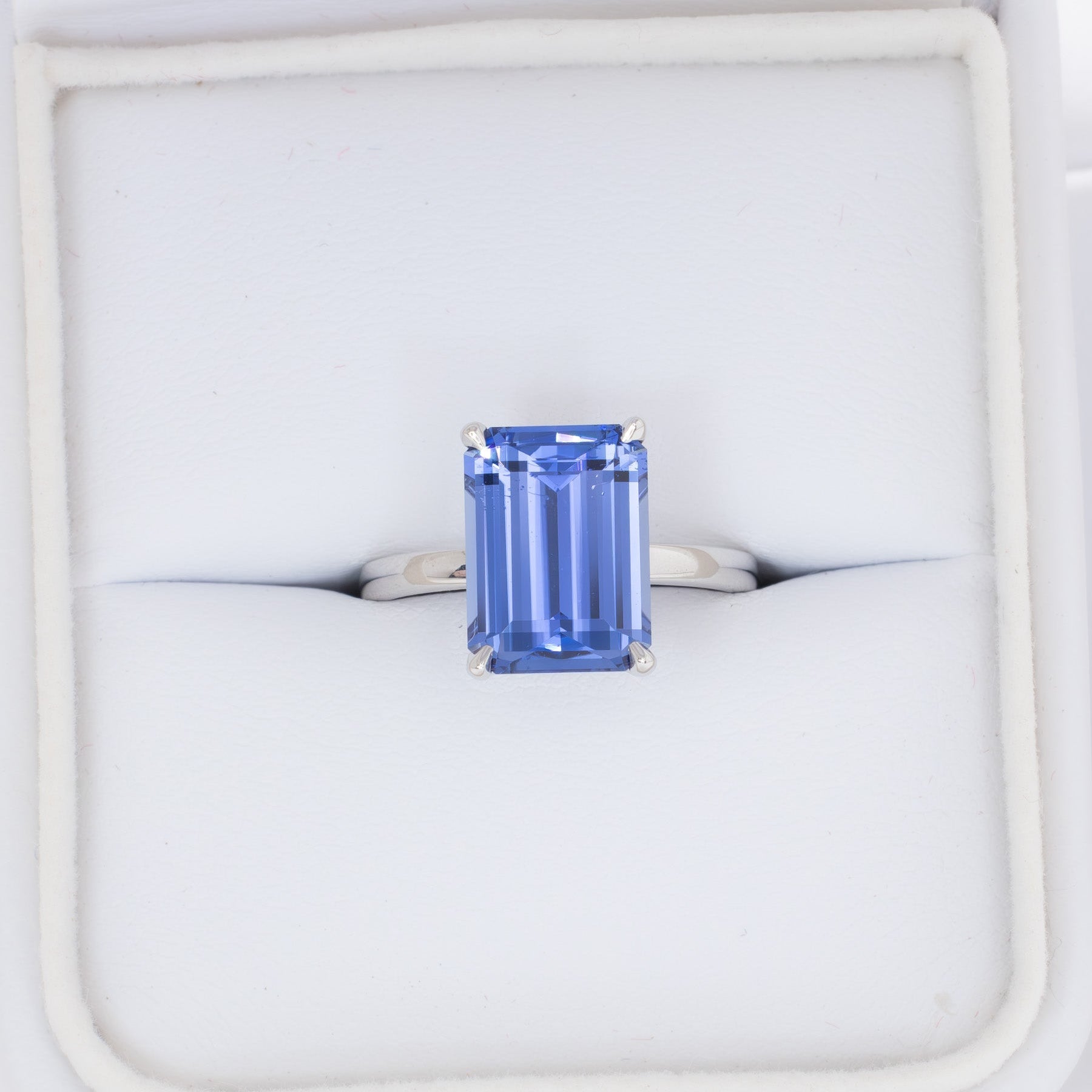 medium blue lab sapphire solitaire engagement ring