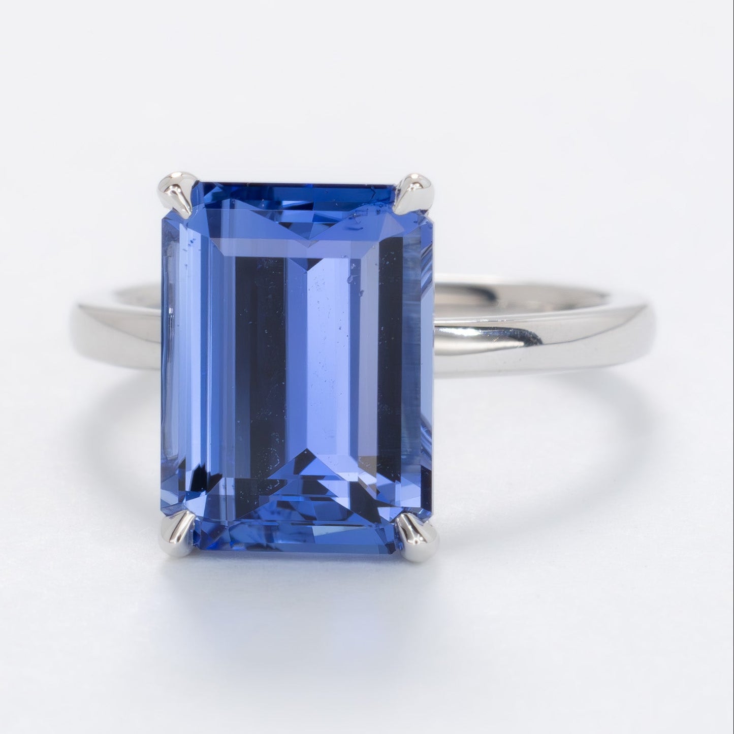 medium blue lab sapphire solitaire engagement ring