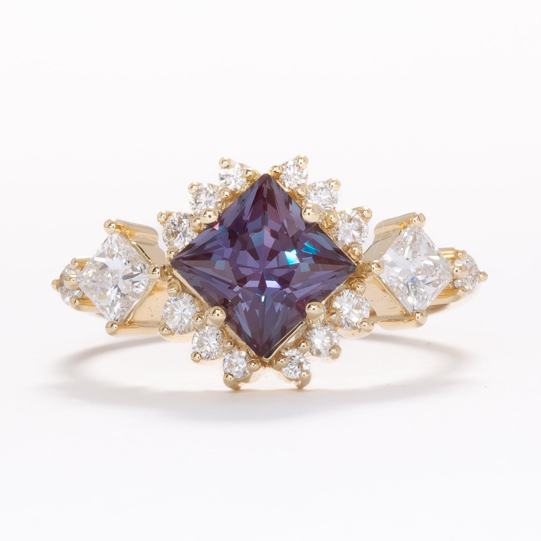 melissa ring with princess cut lab alexandrite