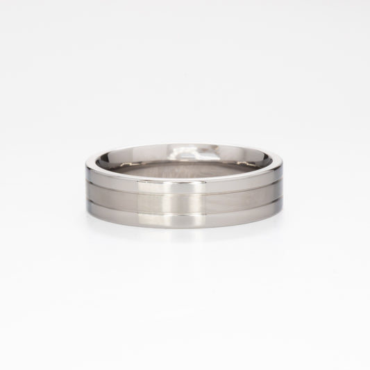 double groove mens band in titanium