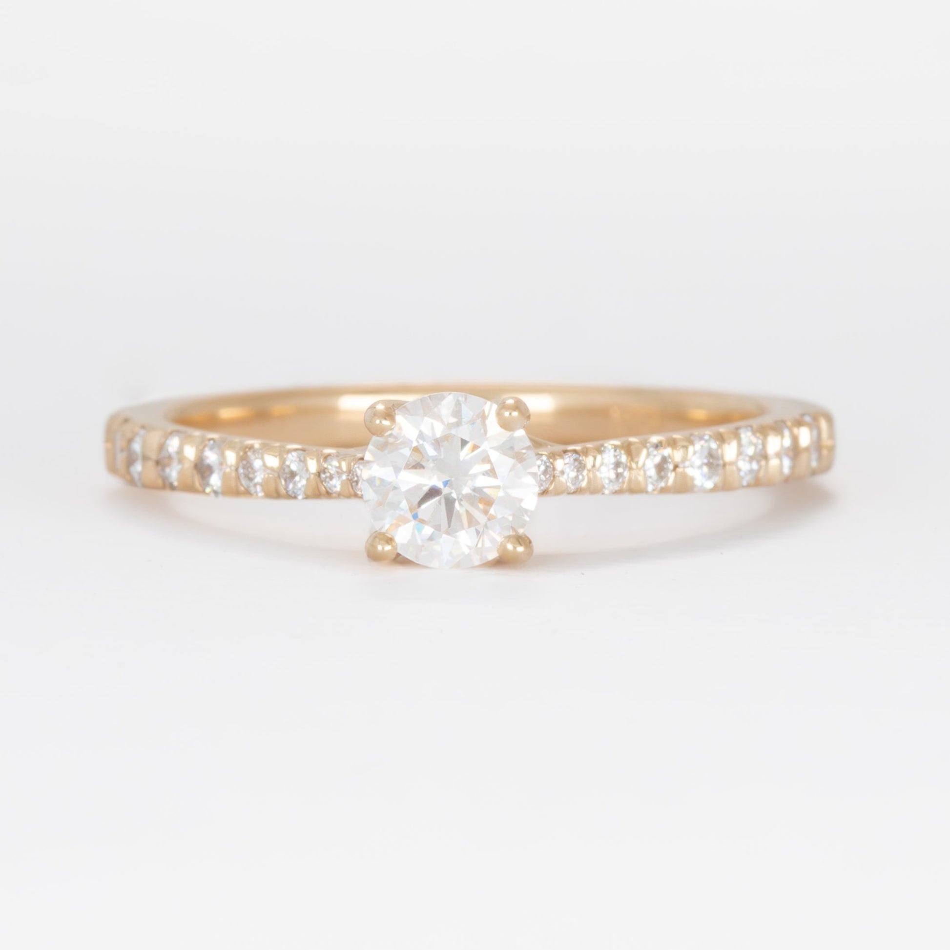 mikayla engagement ring with round brilliant moissanite