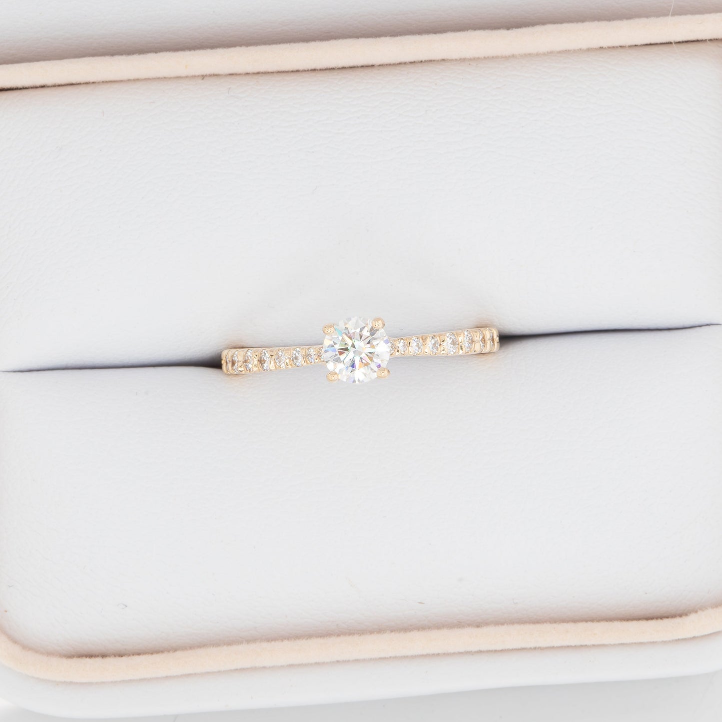 mikayla engagement ring with round brilliant moissanite