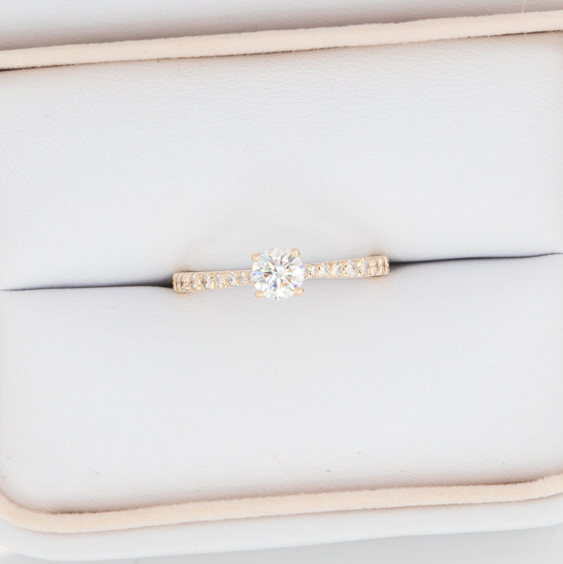 mikayla engagement ring with round brilliant moissanite