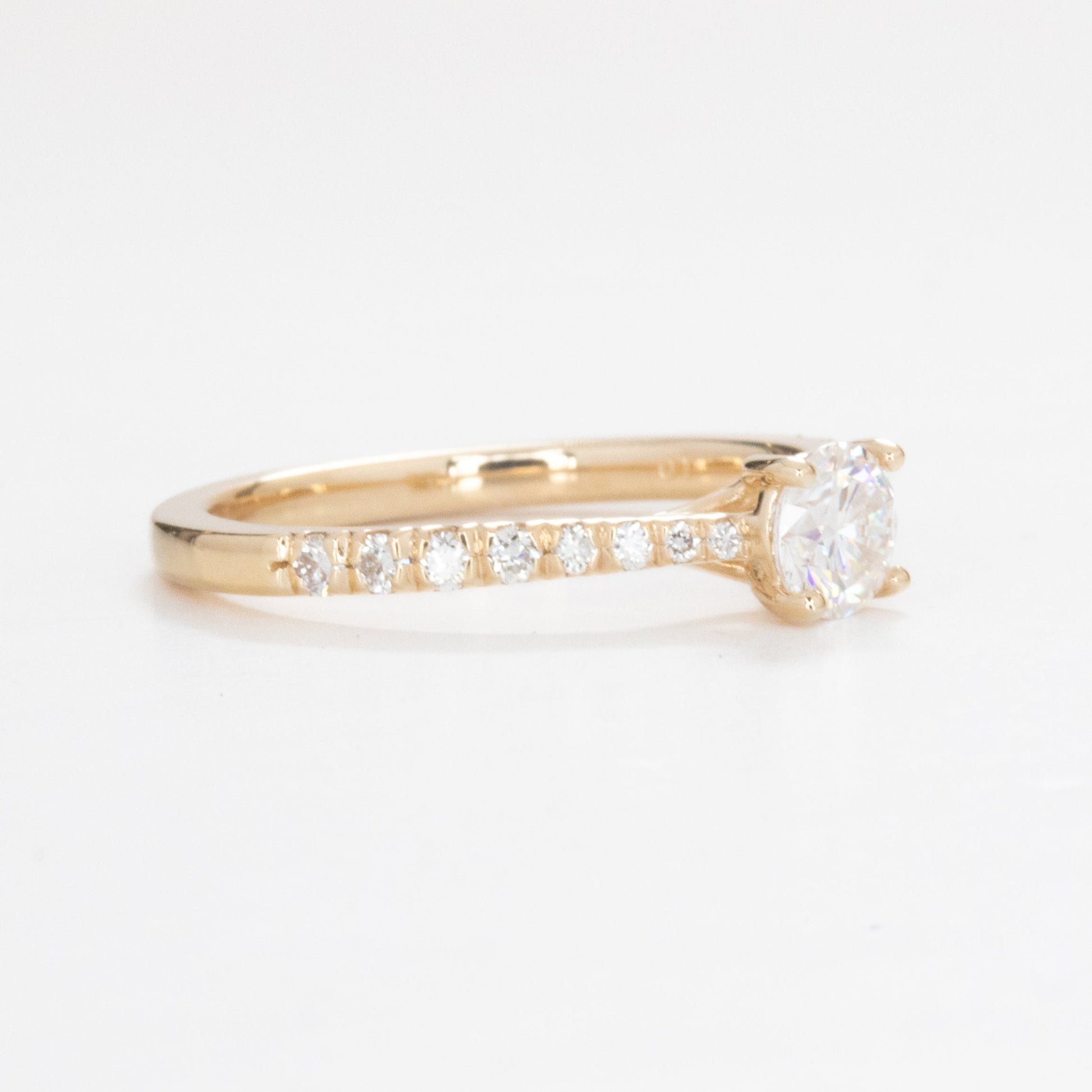 mikayla engagement ring with round brilliant moissanite