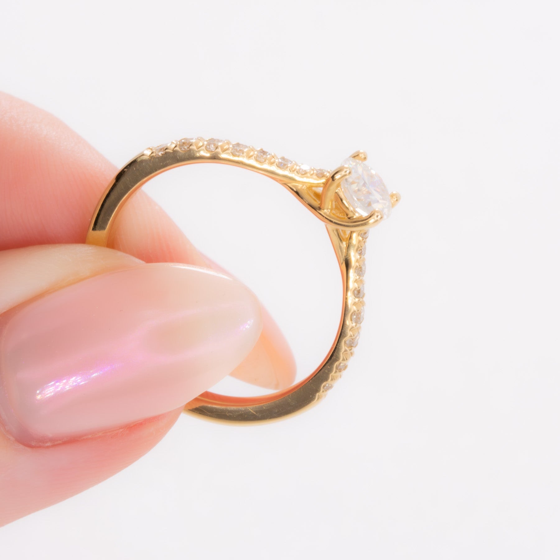 mikayla engagement ring with round moissanite