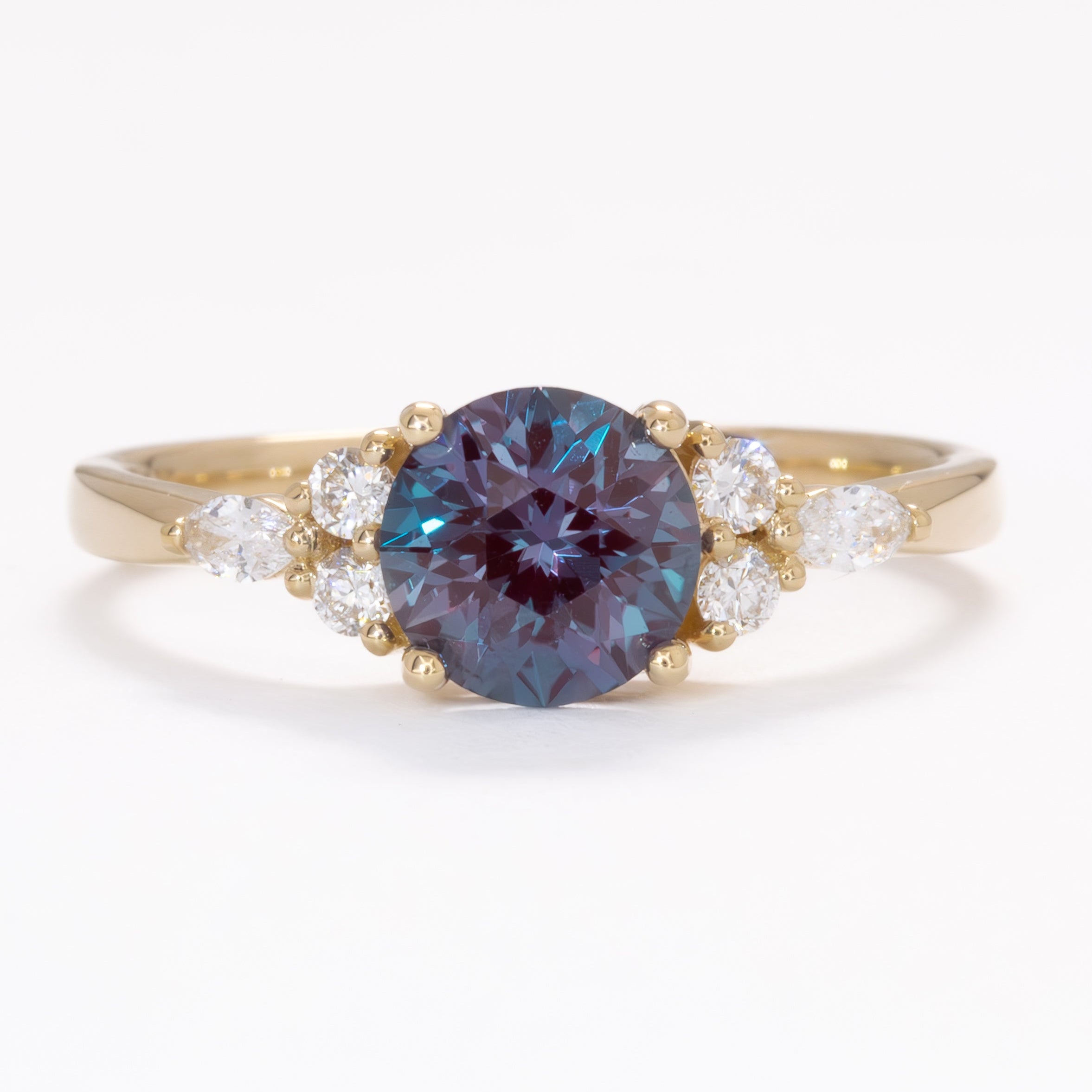 modified natalia ring with round lab alexandrite