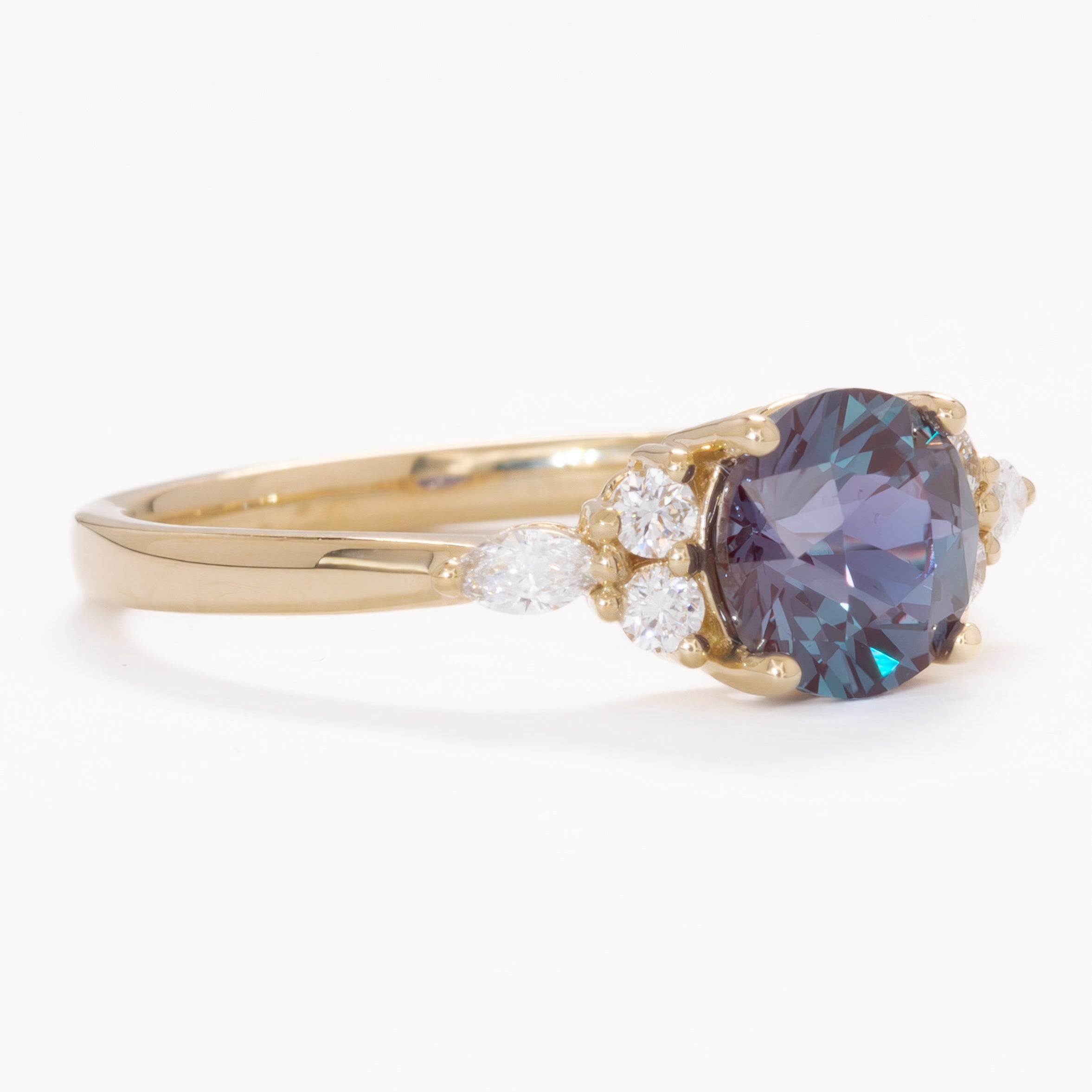 modified natalia ring with round lab alexandrite