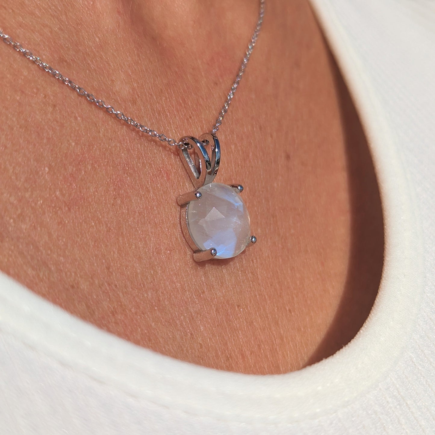 moonstone necklace in white gold