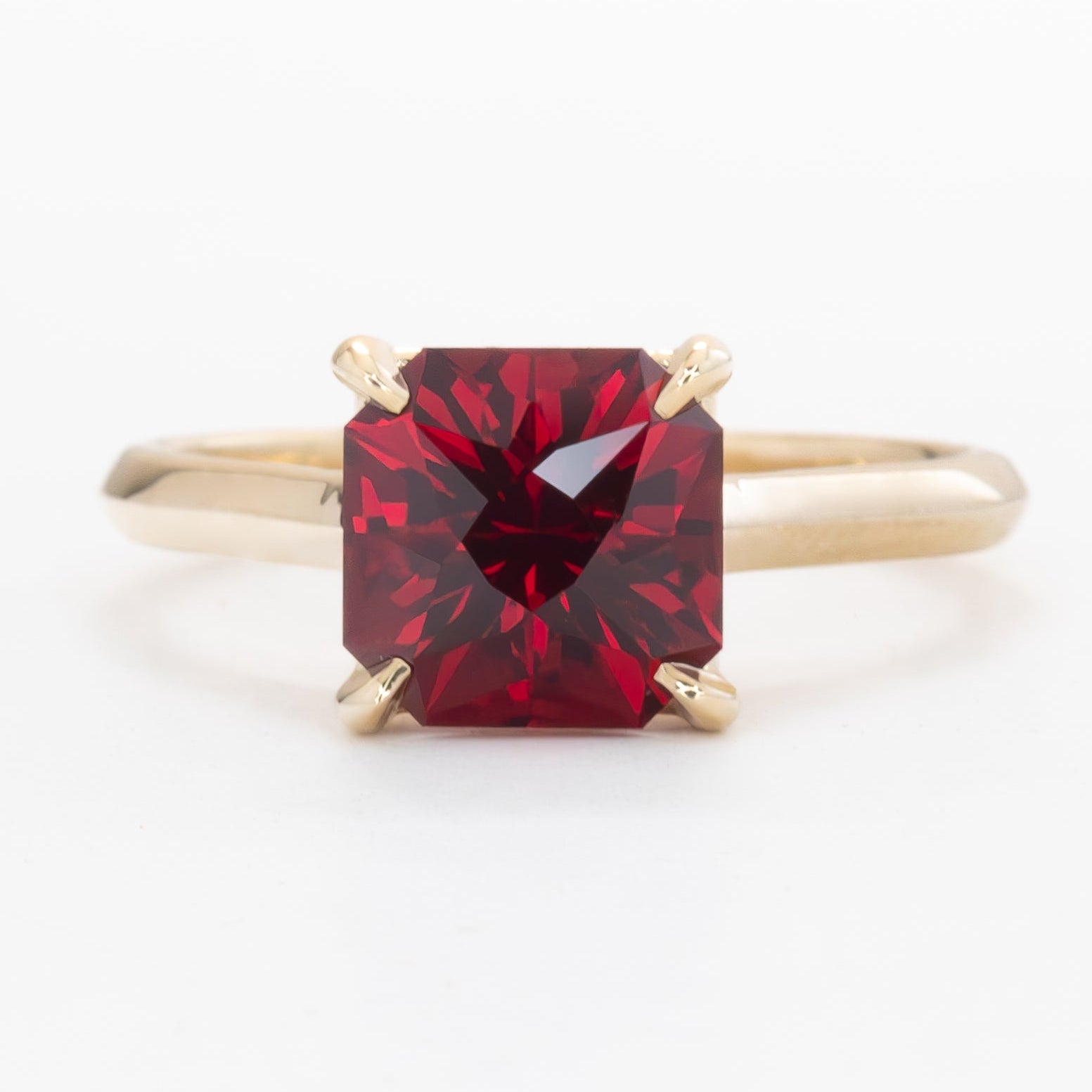 nanea solitaire engagement ring with lab ruby asscher