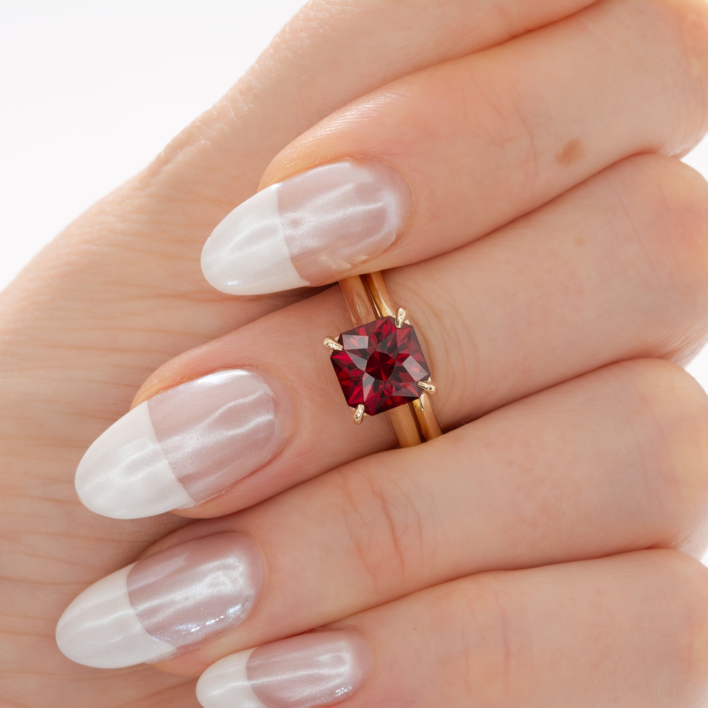 nanea solitaire engagement ring with lab ruby asscher