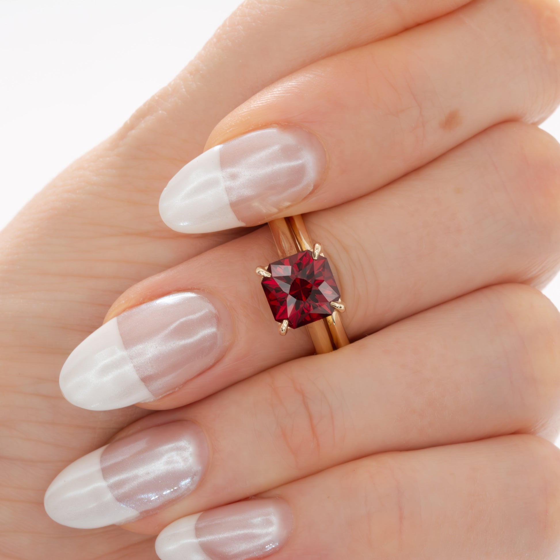 nanea solitaire engagement ring with lab ruby asscher