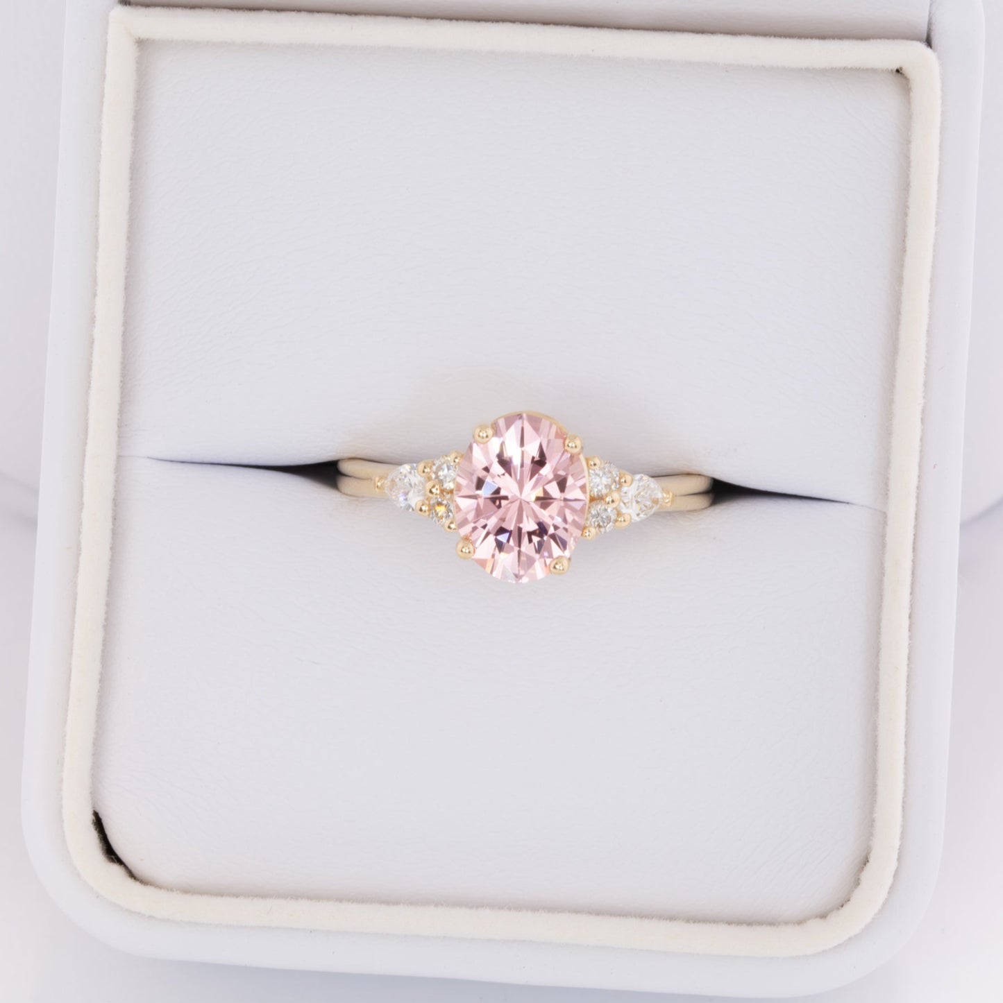 natalia engagement ring in yellow gold and pink oval lab sapphire