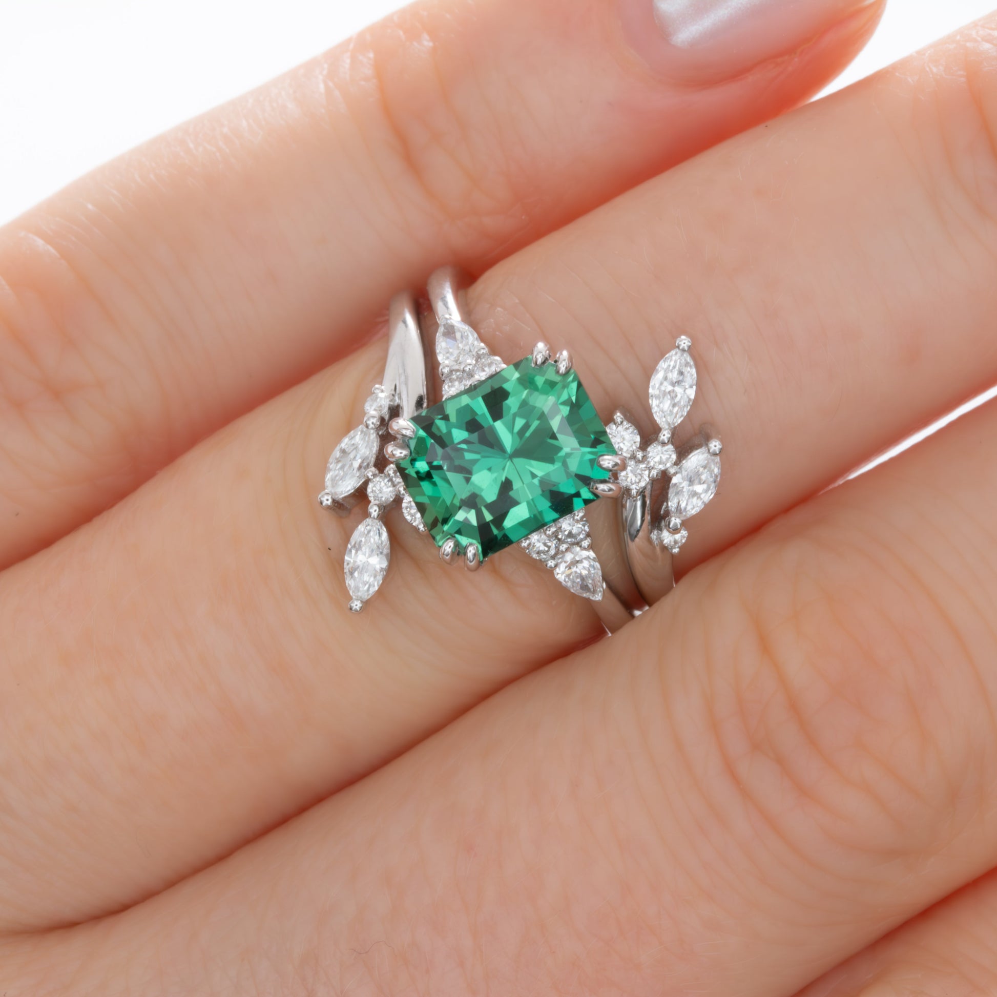 natalia engagement ring with nature inspire wrapped band