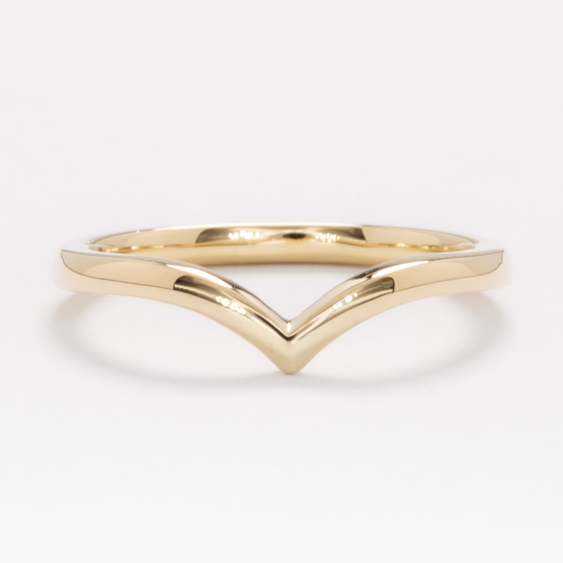 chevron wedding band in yellow gold