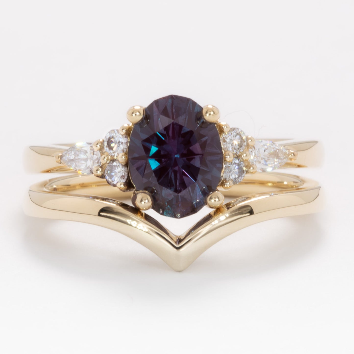 natalia wedding set with oval lab alexandrite