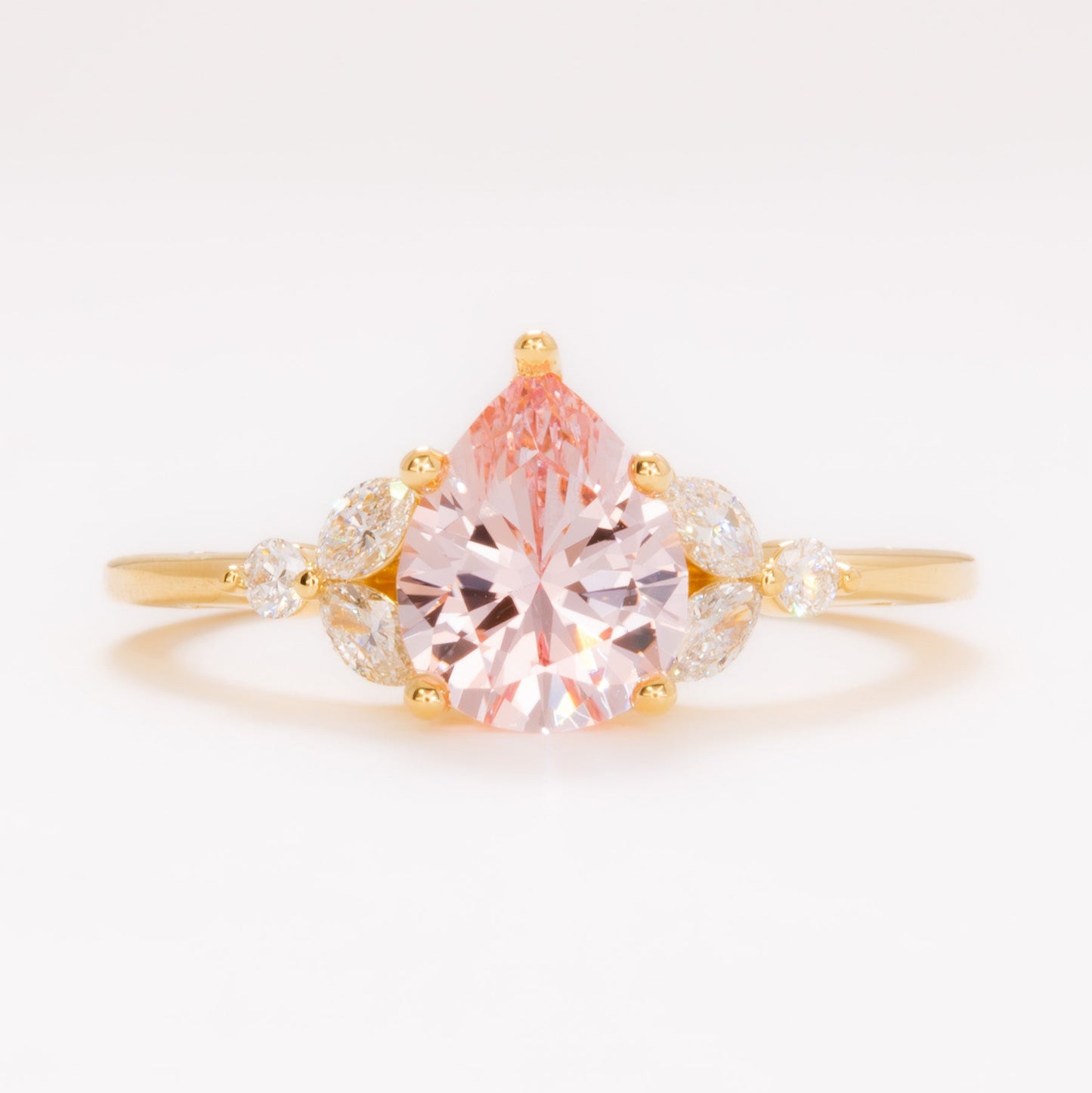 nature inspired lili ring with pink lab sapphire pear