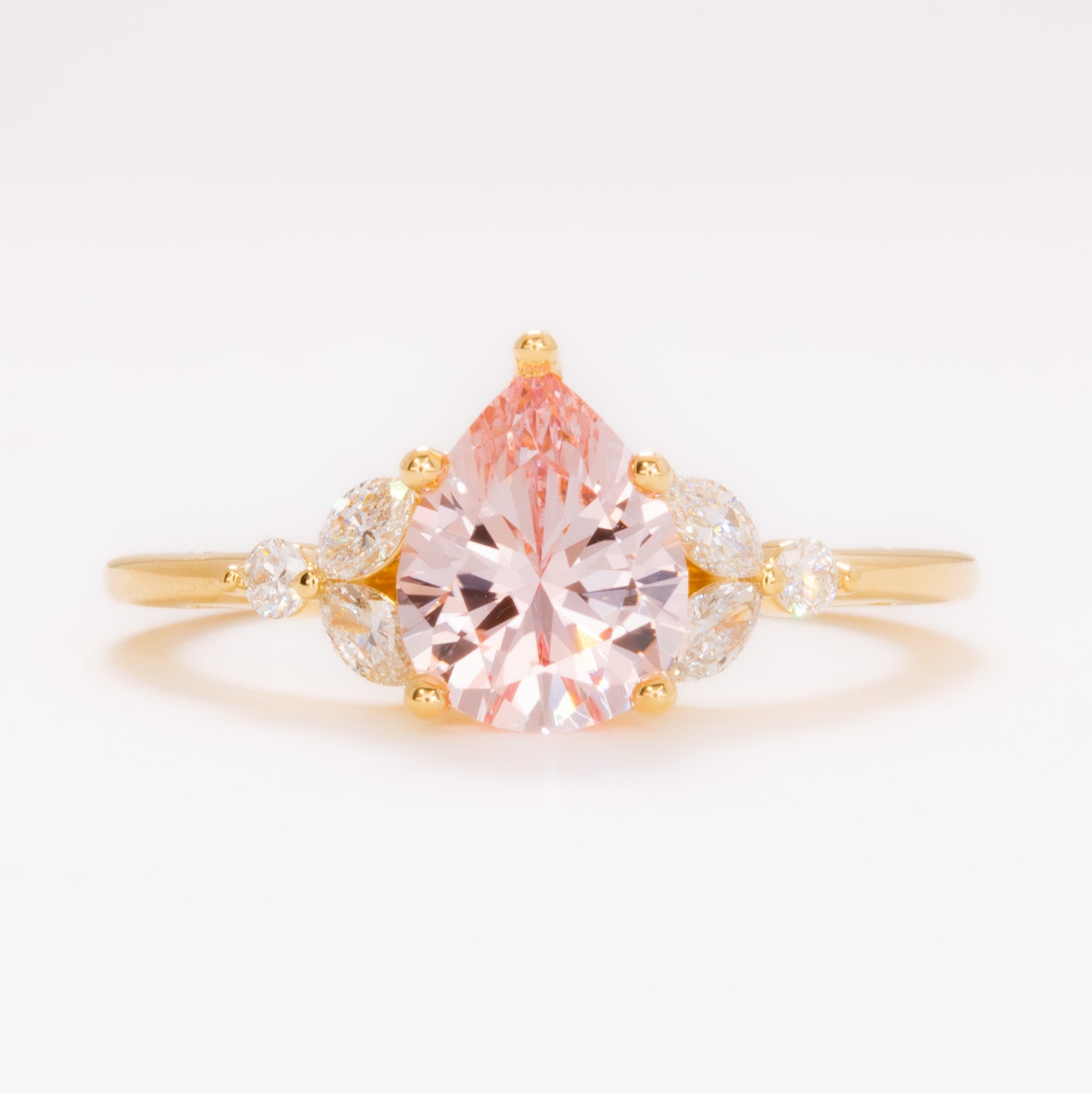 nature inspired lili ring with pink lab sapphire pear