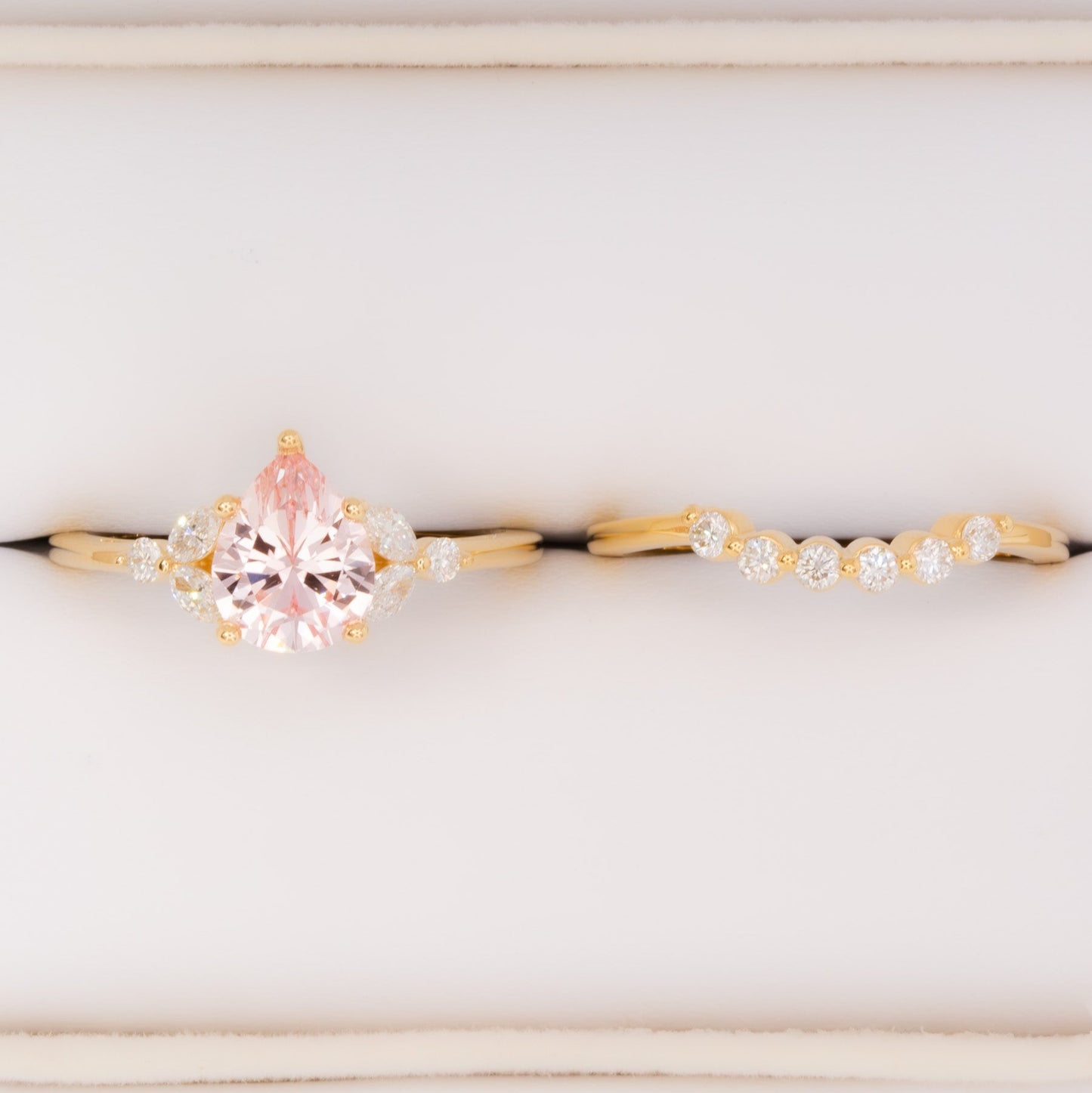 nature inspired lili ring with pink lab sapphire pear