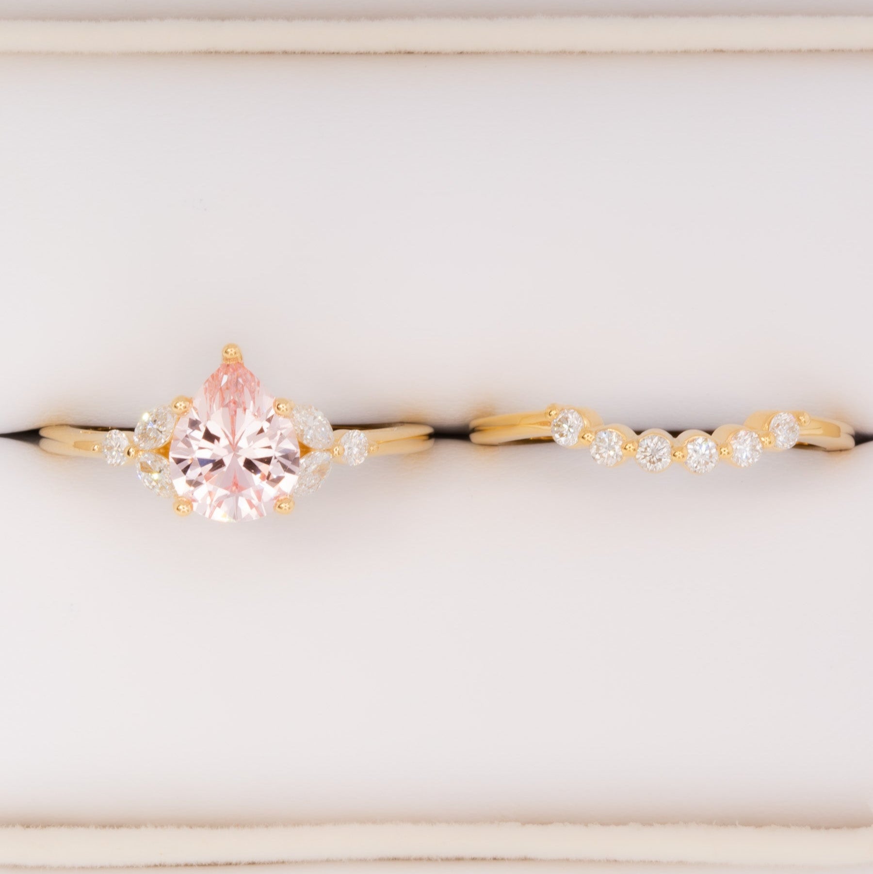 nature inspired lili ring with pink lab sapphire pear