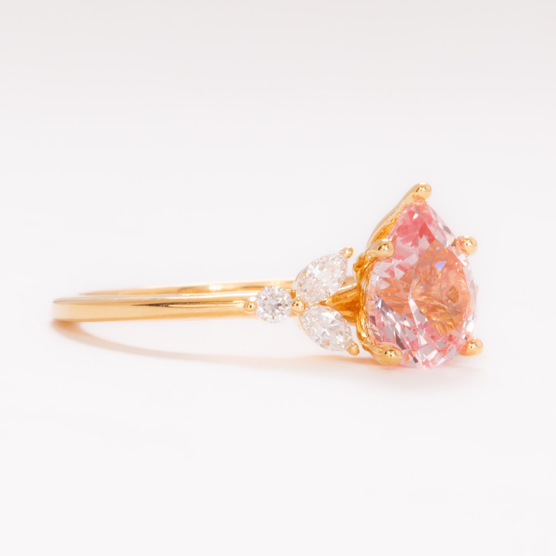 nature inspired lili ring with pink lab sapphire pear