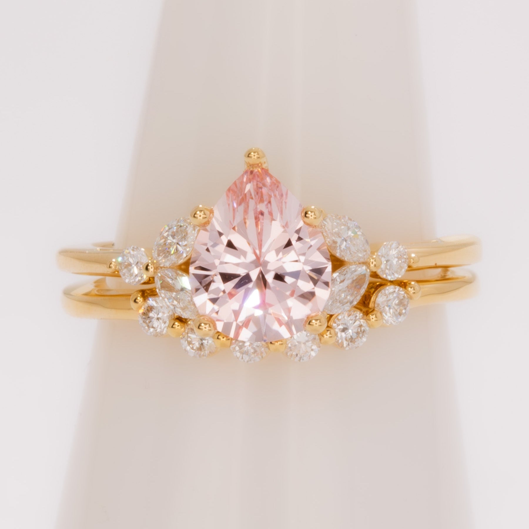 nature inspired lili ring with pink lab sapphire pear