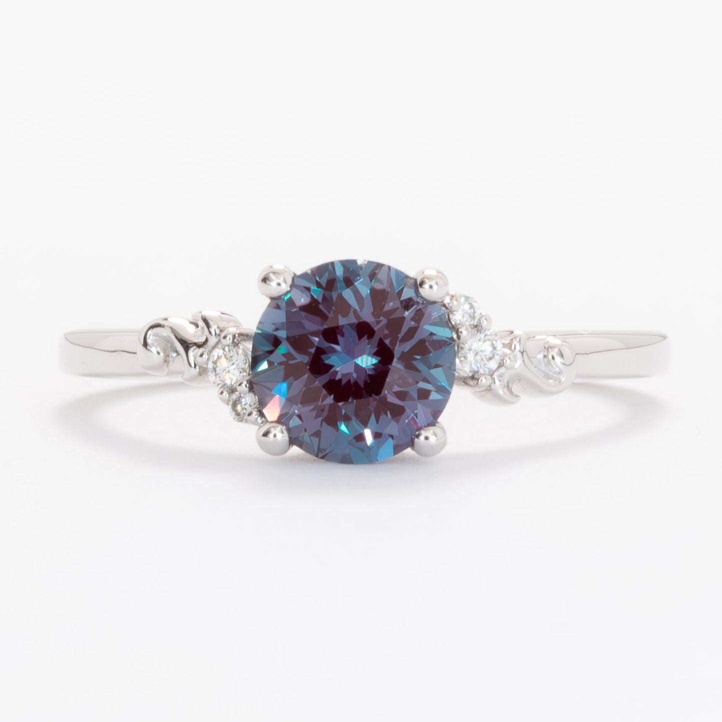 nellie nature inspired wedding set with round lab alexandrite