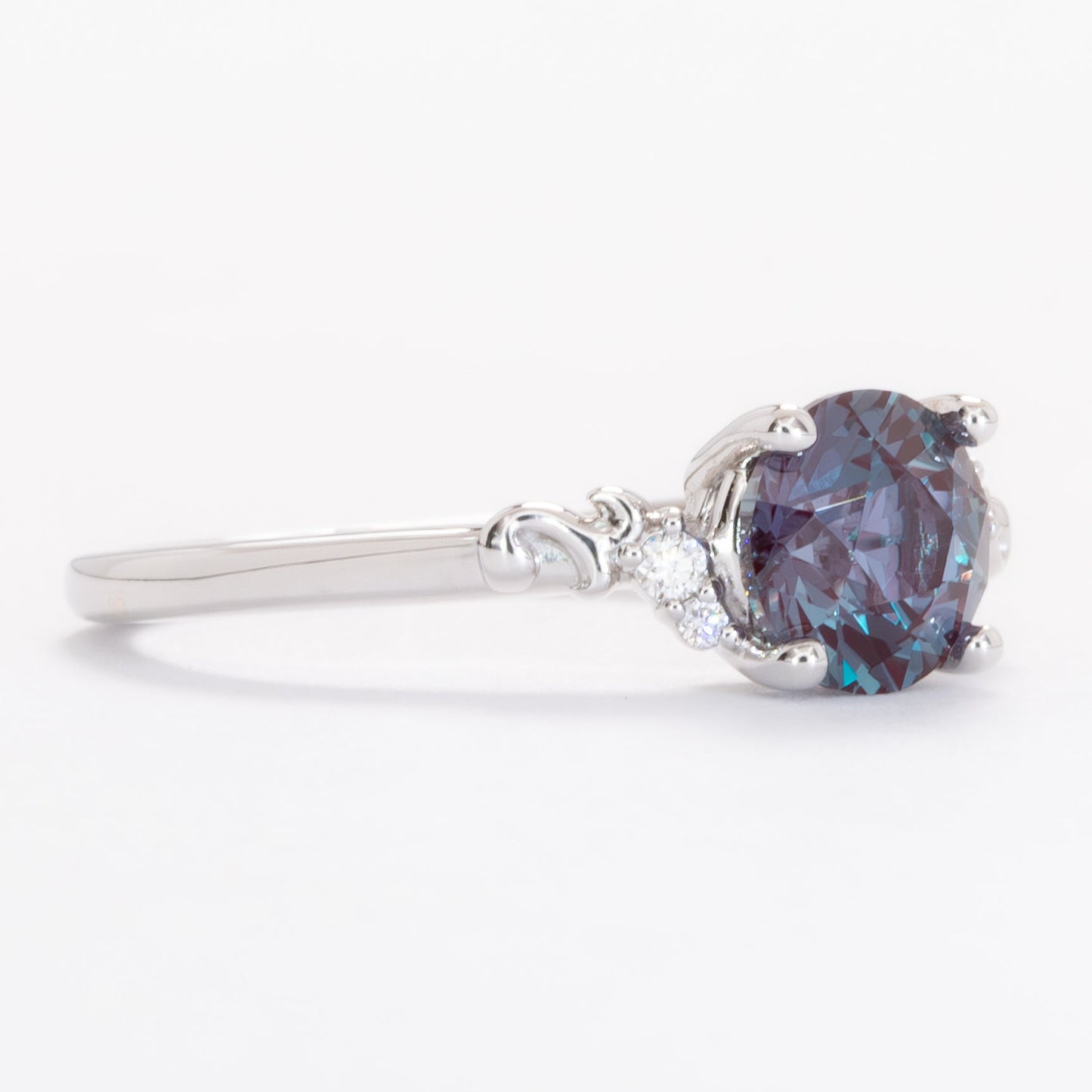nellie nature inspired wedding set with round lab alexandrite