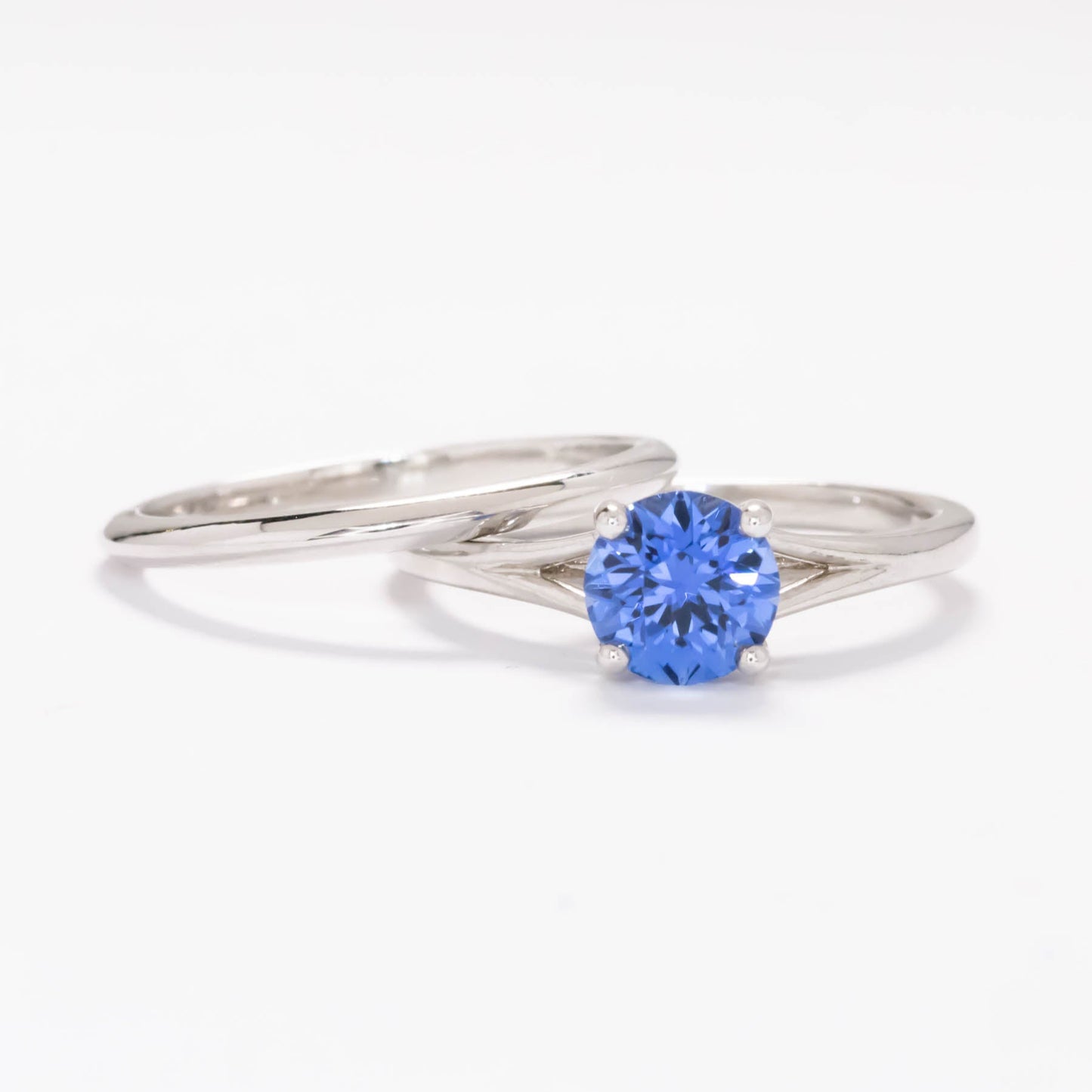 neve engagement ring with periwinkle blue round lab sapphire