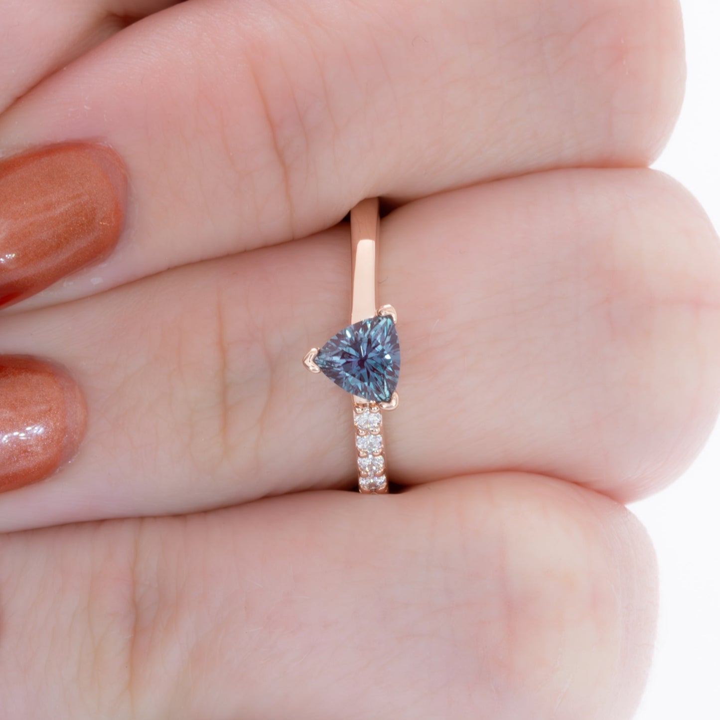 norah asymmetrical engagement ring with trillion lab alexandrite