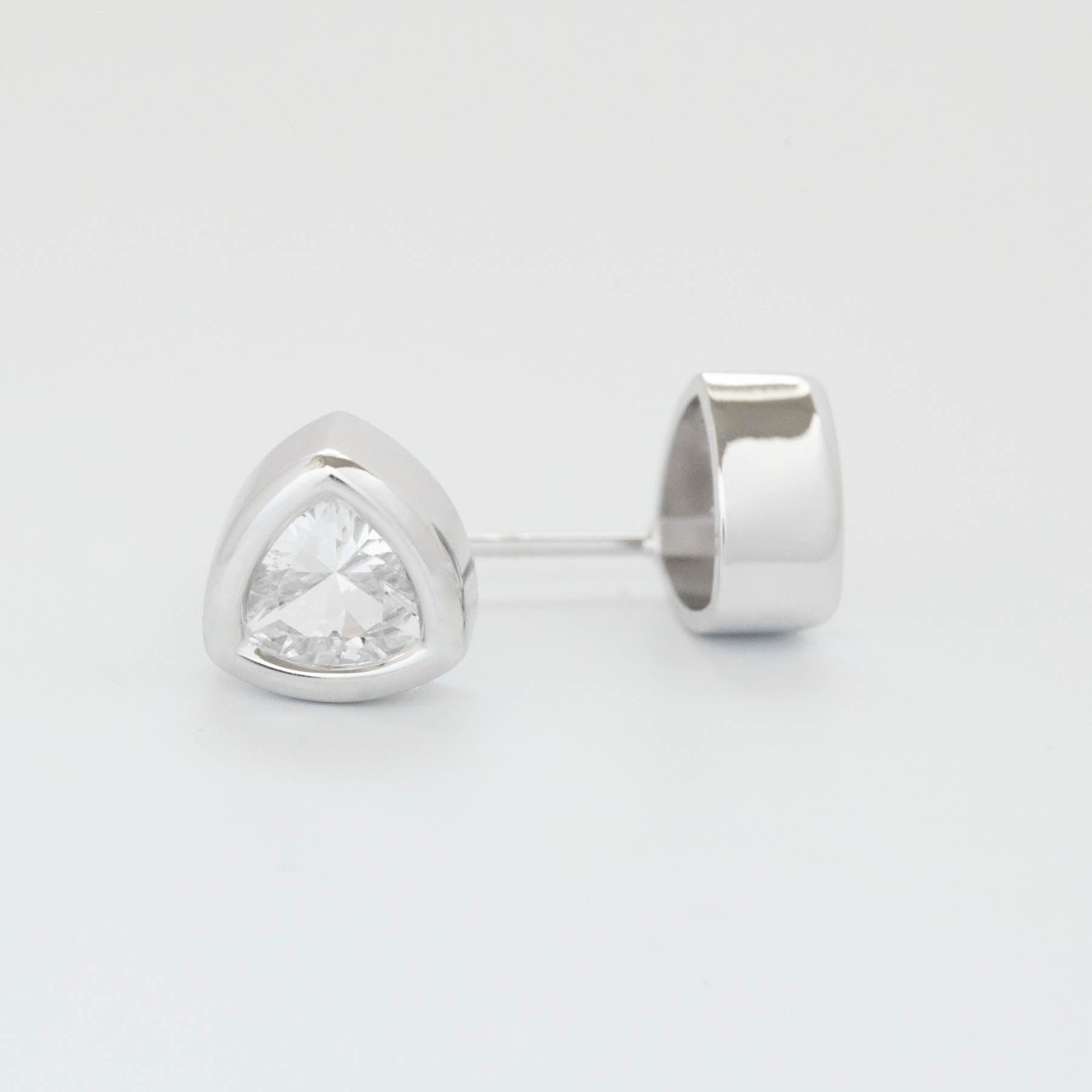 bezel set white sapphire earrings 