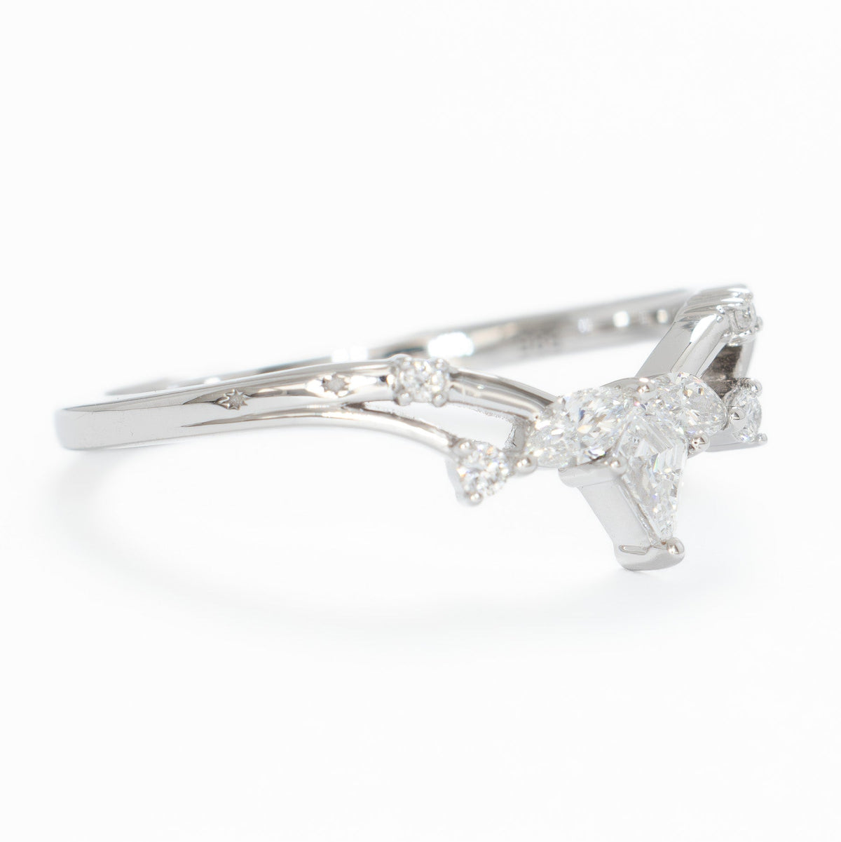 opal wedding band in white gold and lab diamonds