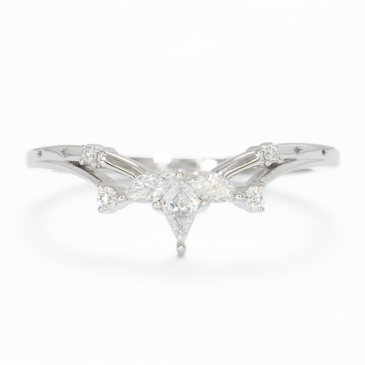 opal wedding band in white gold and lab diamonds