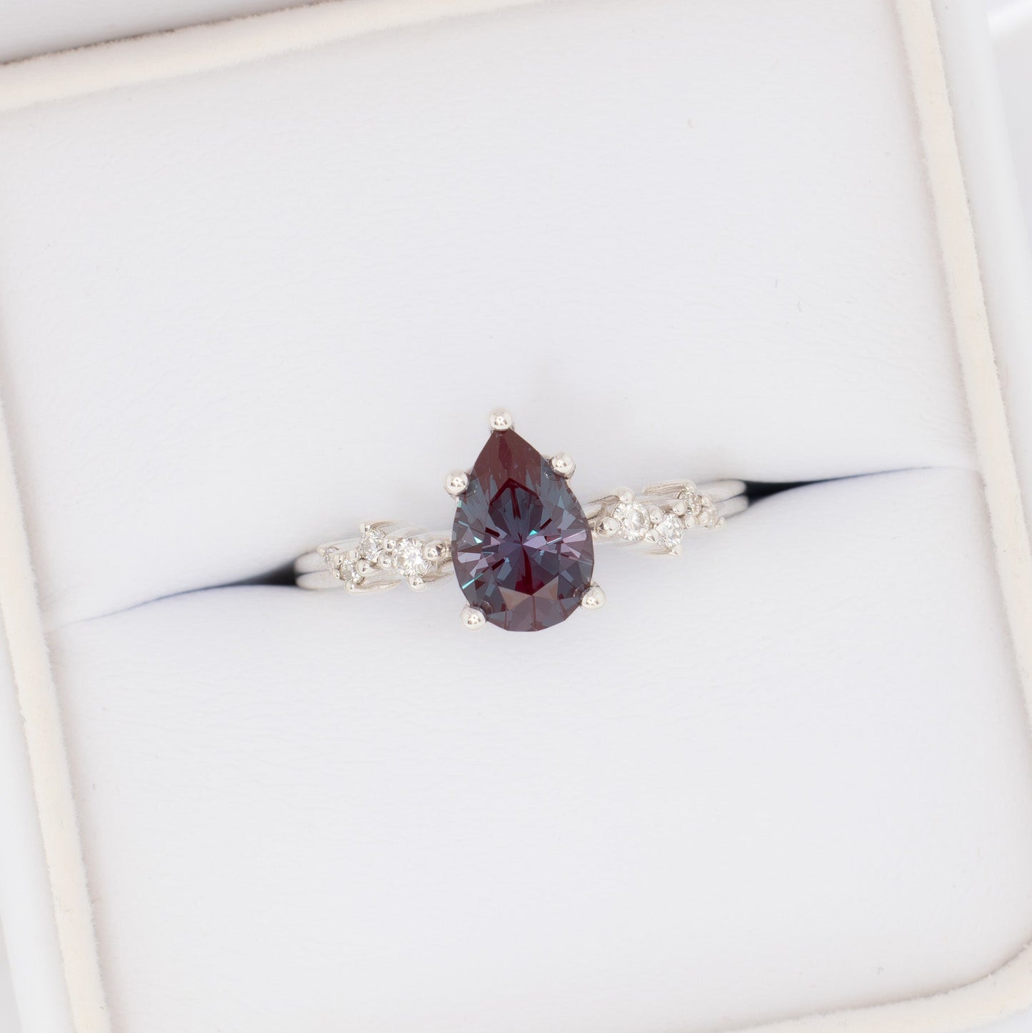 penelope engagement ring with pear lab alexandrite