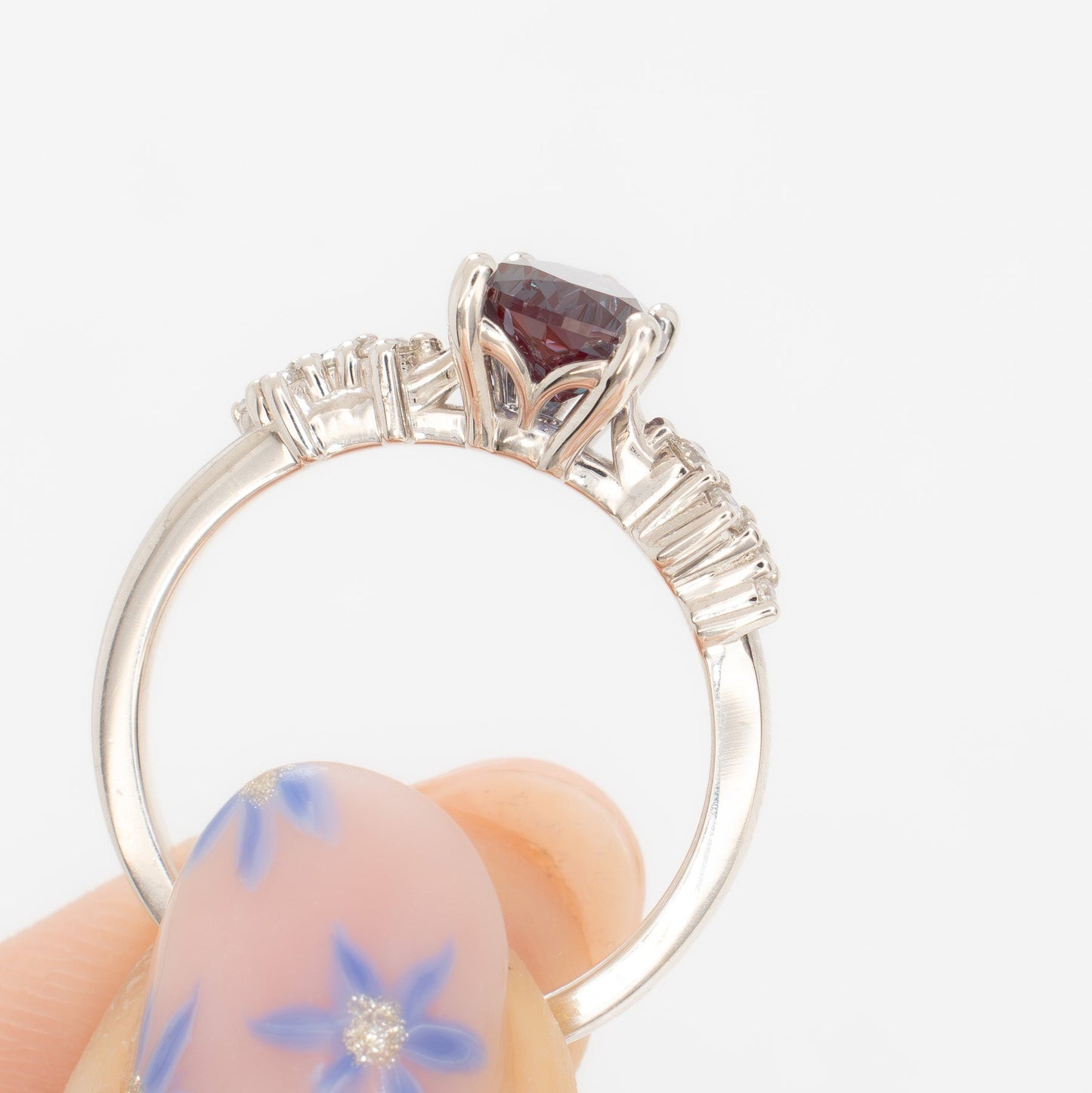 penelope engagement ring with pear lab alexandrite
