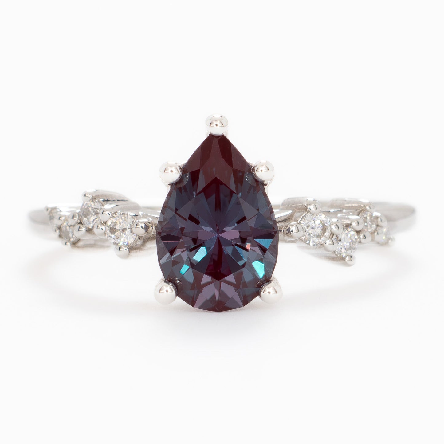 penelope engagement ring with pear lab alexandrite