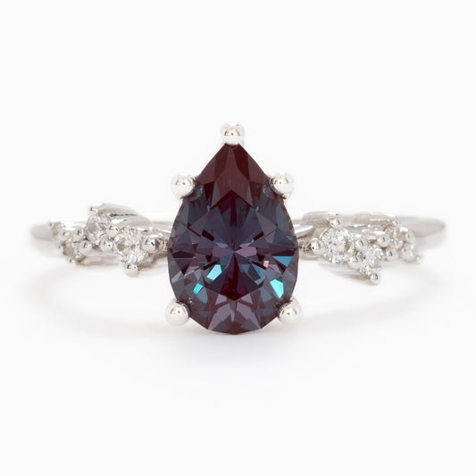 penelope engagement ring with pear lab alexandrite